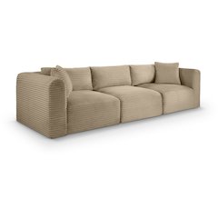 Shaggy Taupe Corduroy Performance Fabric Modular Sofa