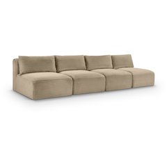 Shaggy Taupe Corduroy Performance Fabric Modular Sofa