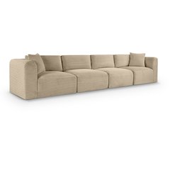 Shaggy Taupe Corduroy Performance Fabric Modular Sofa