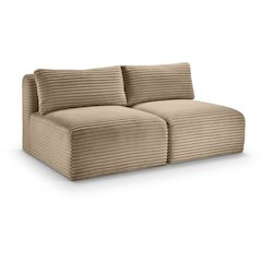 Shaggy Taupe Corduroy Performance Fabric Modular Sofa