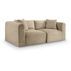 Shaggy Taupe Corduroy Performance Fabric Modular Sofa