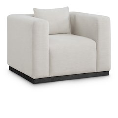 Alfie Beige Linen Textured Fabic Chair