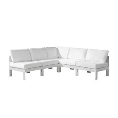 White Fabric Outdoor Patio Modular Sectional With Contemporary Style