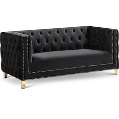 Michelle Black Velvet Loveseat