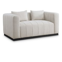 Lucia Beige Linen Textured Fabric Loveseat