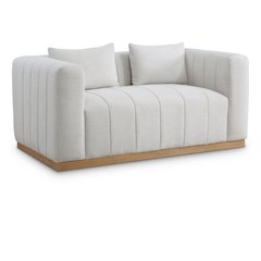 Lucia Cream Linen Textured Fabric Loveseat