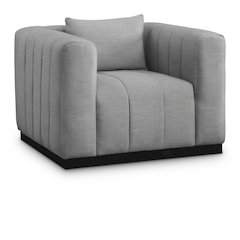 Lucia Grey Linen Textured Fabric Chair
