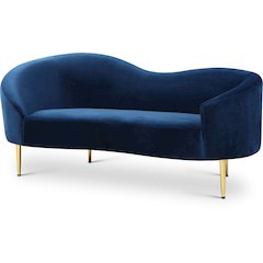Ritz Navy Velvet Loveseat