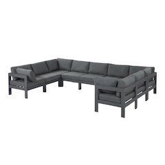 Gray Fabric Outdoor Patio Modular Sectional With Contemporary Style
