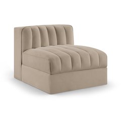 Rummi Beige Velvet Performance Fabric Upholstered Modular Chair