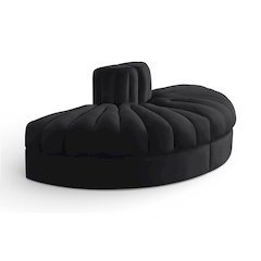 Rummi Black Velvet Performance Fabric Upholstered 2pc. Modular Loveseat
