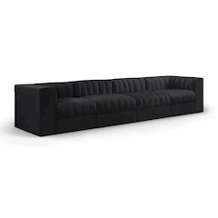 Rummi Black Velvet Performance Fabric Upholstered 4pc. Modular Sofa