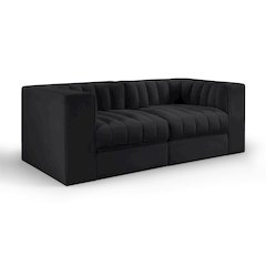Rummi Black Velvet Performance Fabric Upholstered 2pc. Modular Loveseat