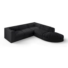 Rummi Black Velvet Performance Fabric Upholstered 5pc. Modular Sectional