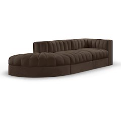 Rummi Brown Velvet Performance Fabric Upholstered 3pc. Modular Sectional