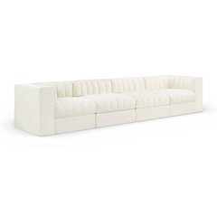 Rummi Cream Velvet Performance Fabric Upholstered 4pc. Modular Sofa