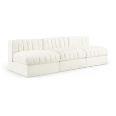 Rummi Cream Velvet Performance Fabric Upholstered 3pc. Modular Sofa