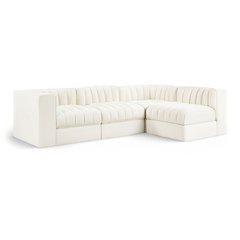 Rummi Cream Velvet Performance Fabric Upholstered 4pc. Modular Sectional