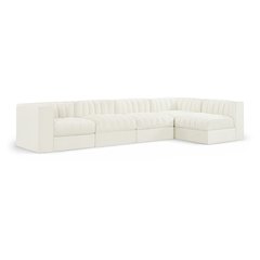 Rummi Cream Velvet Performance Fabric Upholstered 5pc. Modular Sectional