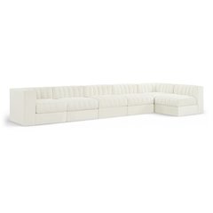 Rummi Cream Velvet Performance Fabric Upholstered 6pc. Modular Sectional