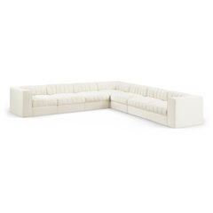 Rummi Cream Velvet Performance Fabric Upholstered 7pc. Modular Sectional