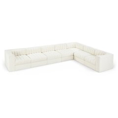 Rummi Cream Velvet Performance Fabric Upholstered 7pc. Modular Sectional