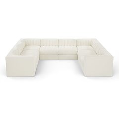 Rummi Cream Velvet Performance Fabric Upholstered 8pc.Modular Sectional