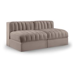 Rummi Taupe Velvet Performance Fabric Upholstered 2pc. Modular Loveseat