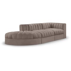 Rummi Taupe Velvet Performance Fabric Upholstered 3pc. Modular Sectional