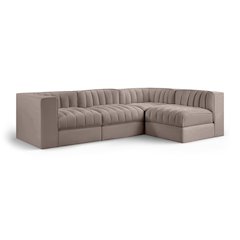 Rummi Taupe Velvet Performance Fabric Upholstered 4pc. Modular Sectional