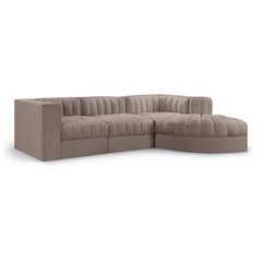Rummi Taupe Velvet Performance Fabric Upholstered 4pc. Modular Sectional