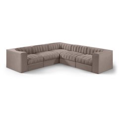 Rummi Taupe Velvet Performance Fabric Upholstered 5pc. Modular Sectional