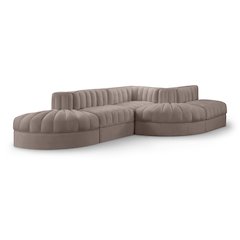 Rummi Taupe Velvet Performance Fabric Upholstered 5pc. Modular Sectional
