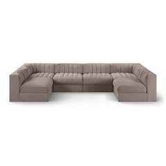 Rummi Taupe Velvet Performance Fabric Upholstered 6pc. Modular Sectional