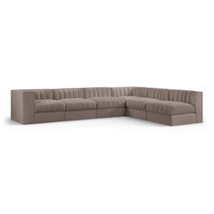 Rummi Taupe Velvet Performance Fabric Upholstered 6pc. Modular Sectional