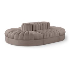 Rummi Taupe Velvet Performance Fabric Upholstered 6pc. Modular Sectional