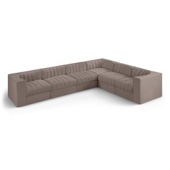 Rummi Taupe Velvet Performance Fabric Upholstered 6pc. Modular Sectional