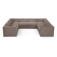 Rummi Taupe Velvet Performance Fabric Upholstered 8pc.Modular Sectional