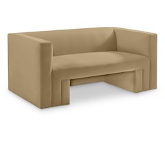 Henson Camel Velvet Loveseat