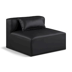 Cube Black Vegan Leather Armless Chair