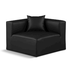 Cube Black Vegan Leather Corner Chair