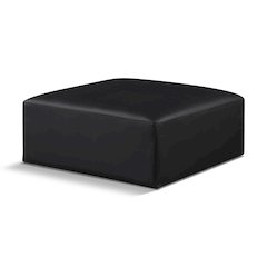 Cube Black Vegan Leather Ottoman