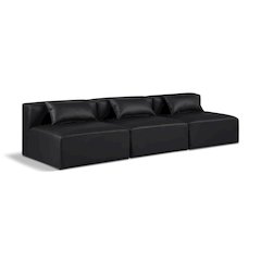 Cube Black Vegan Leather Modular Sofa