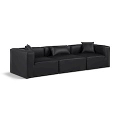 Cube Black Vegan Leather Modular Sofa