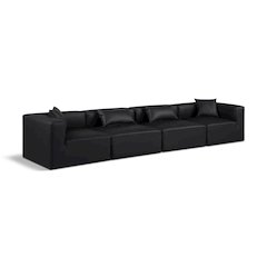 Cube Black Vegan Leather Modular Sofa