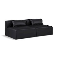 Cube Black Vegan Leather Modular Sofa