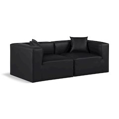 Cube Black Vegan Leather Modular Sofa