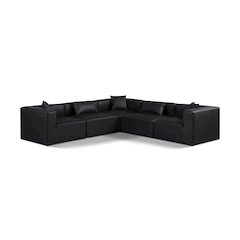 Cube Black Vegan Leather Modular Sectional