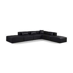 Cube Black Vegan Leather Modular Sectional