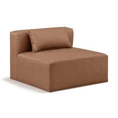 Cube Brown Vegan Leather Armless Chair